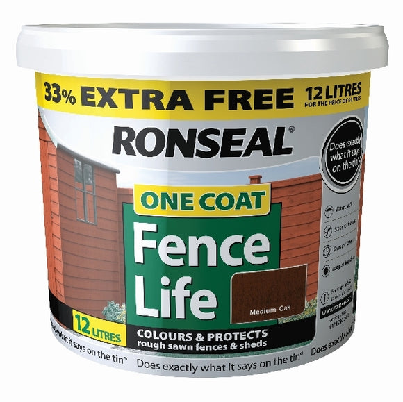 Ronseal One Coat Fence Life - 9 Litre + 33% Extra Free