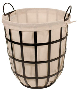 Round Metal Log Basket with Liner