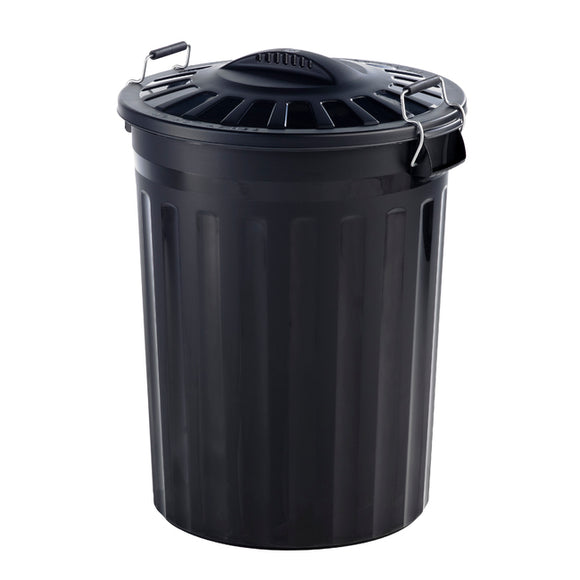 80L Clip Lid Bin W/Handles Blk