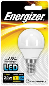 Energizer LED 3.4W (25W) Opal Golf Ball Lamp - Warm White