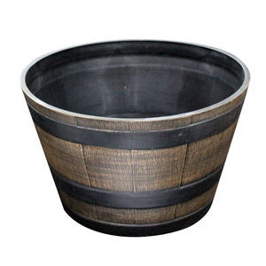 Wooden Effect Plastic Barrell Planter